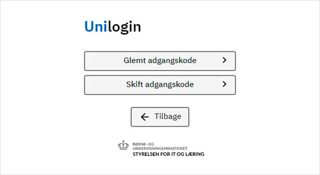 Skift kode i Unilogin