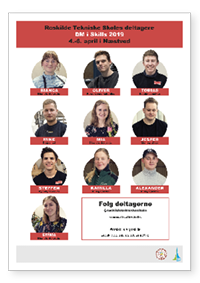 Plakat med Roskilde Tekniske Skoles deltagere i DM i Skills 2019